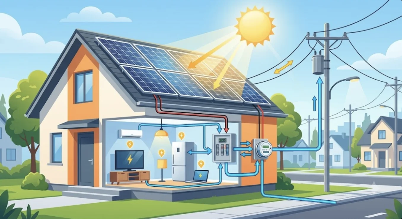 Instalación de sistema solar on-grid en vivienda conectada a la red eléctrica
